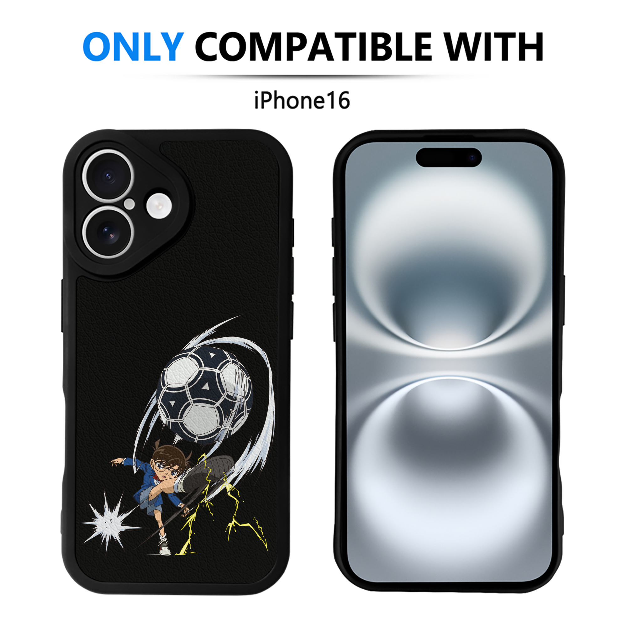 （画像用） 名探偵コナン 江戸川 コナン Detective Conan Conan Edogawa 【iPhone 16シリーズ対応】シリコンスマホケース（レザー調） 材質：シリコン